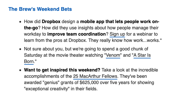 dropbox's promotion in the morning brew